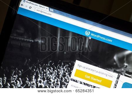 Ostersund, Sweden - May19, 2014: Wordpress website on a computer screen. WordPress is a free and open source blogging tool. 