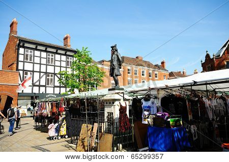 Market in city centre, Lichfield.