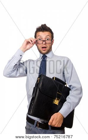 Funny businessman isolated on the white
