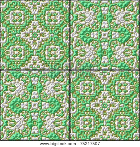 Retro Green Glazed Genarated Tiles - Texture