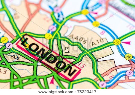 Close-up On London City On Map, Travel Destination Concept
