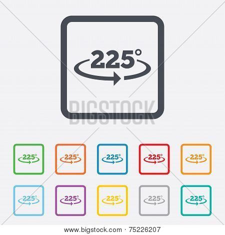 Angle 225 degrees sign icon. Geometry math symbol