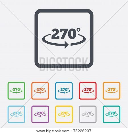 Angle 270 degrees sign icon. Geometry math symbol
