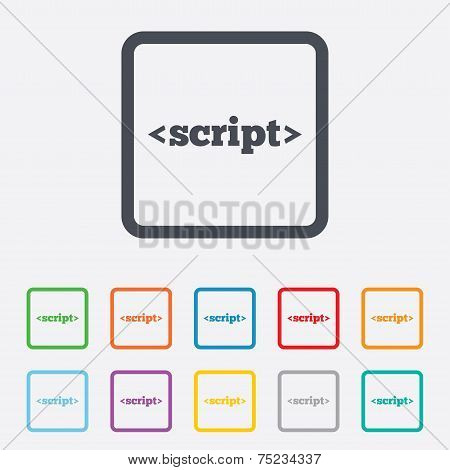 Script sign icon. Javascript code symbol.