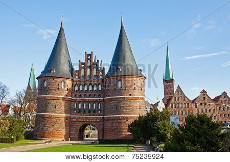 Holsten Gate In Lubeck Old Town, Germany