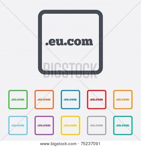 Domain EU.COM sign icon. Internet subdomain