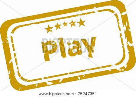 Grunge Rubber Stamp With Text Play, Isolated On White