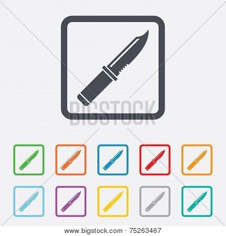 Knife sign icon. Edged weapons symbol.
