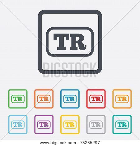 Turkish language sign icon. TR translation