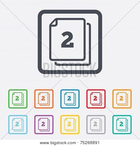 In pack 2 sheets sign icon. 2 papers symbol.