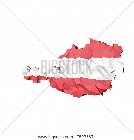 Low Poly Austria Map With National Flag