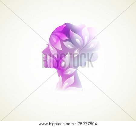 Prifile woman with flowers