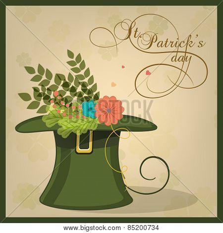 Beautiful flowers in leprechaun hat for Happy St. Patrick's Day celebration.