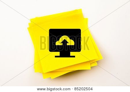 Computer screen against sticky note