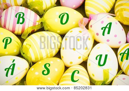 boa pascua against many easter eggs