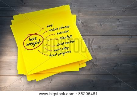 Diet plan against sticky note
