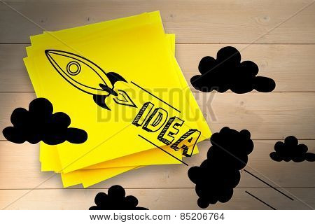 Idea and innovation graphic against sticky note