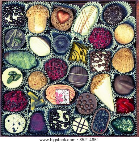 Chocolates Candy. Cross process toned