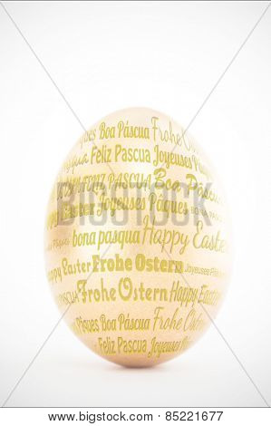 Happy easter in different languages against golden egg