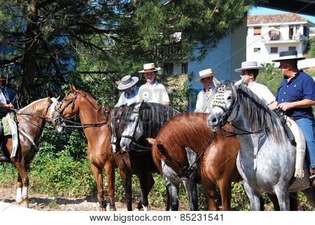 Spanish men on horses, Marbella.