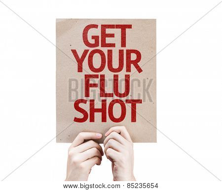 Get Your Flu Shot card isolated on white background