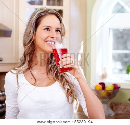 Young beautiful woman portrait. People at home.