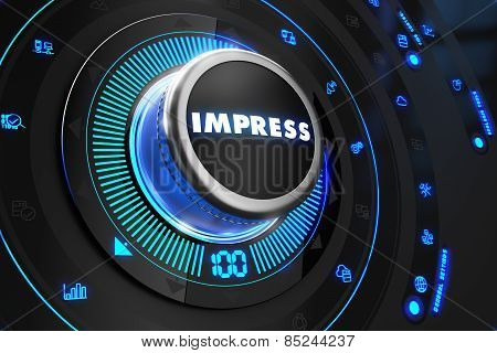 Impress Button with Glowing Blue Lights.