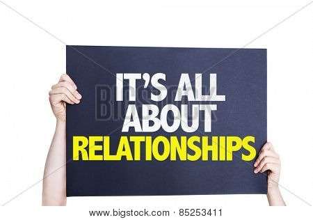 It's All About Relationships card isolated on white
