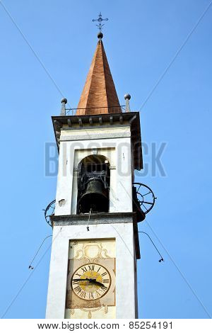 Travedona   The   Wall  And Church Tower Bell Sunny Day