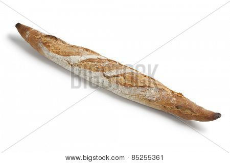  Traditional authentic French baquette on white background