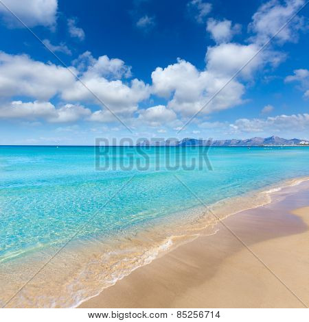Mallorca Can Picafort beach in alcudia bay at Majorca Balearic islands of Spain