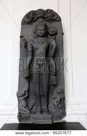 KOLKATA, INDIA - FEBRUARY 15: Standing Avalokitesvara, from 9th century found in Basalt Surakund, Nalanda, Bihar now exposed in the Indian Museum in Kolkata, on February 15, 2014