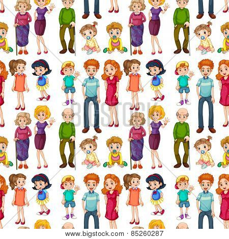 Seamless family members in different ages	 