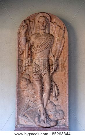 ST. GILGEN, AUSTRIA - DECEMBER 14: Risen Christ, Cemetery in St. Gilgen on Wolfgang See lake, Austria on December 14, 2014.