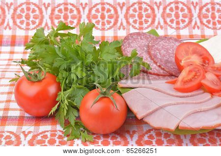 Food On Romanian Traditional Towel