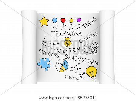 Business skech on white sheet of paper