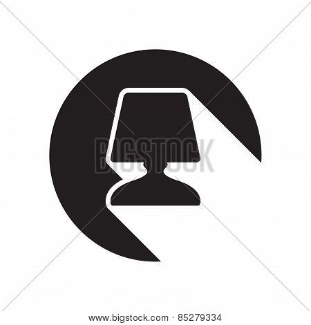 Black Icon With Desk Lamp And Stylized Shadow