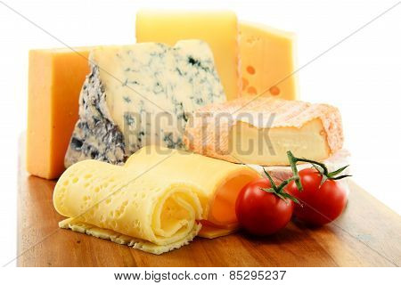 Different Sorts Of Cheese Isolated On White Background