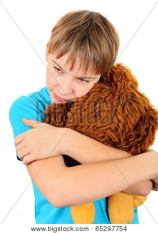 Sad Kid With A Plush Toy