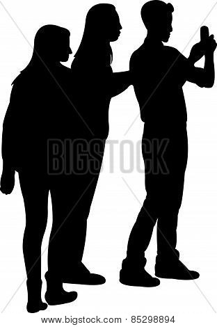 taking selfie, silhouette vector