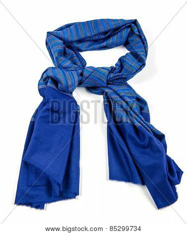 Blue scarf of pashmina isolated