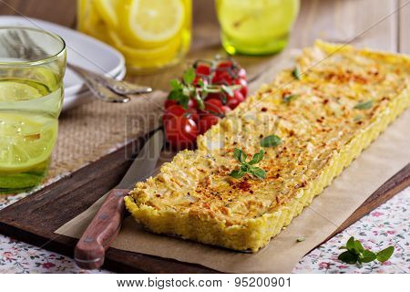 Vegan tart with millet crust and tofu filling