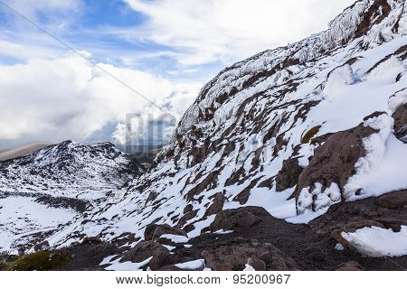 Fresh Snow On Rocks