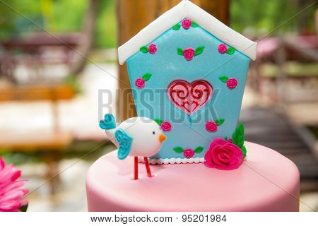 Prepared birthday table with sweets for children party