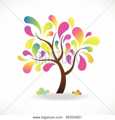 Tree fantasy bright fulcolors abstract vector background