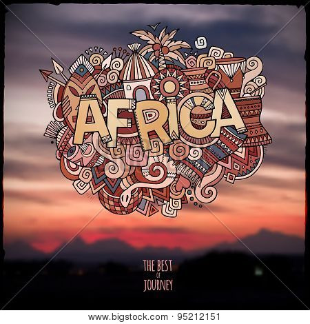 Africa ethnic hand lettering and doodles elements