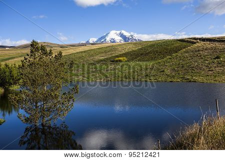 Landscape With Lake In The Background Chimborazo