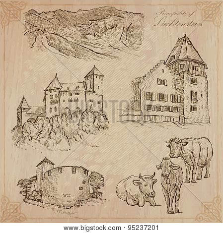 Liechtenstein (travel)  - An Hand Drawn Vector Pack