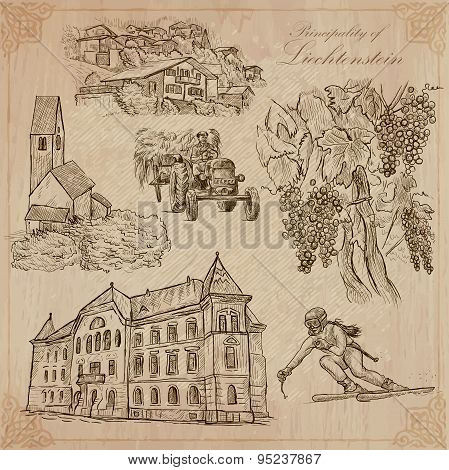 Liechtenstein (travel)  - An Hand Drawn Vector Pack