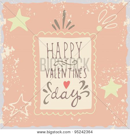 Valentine's day design elements with grunge textured background